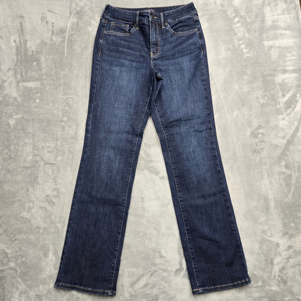 NYDJ High Rise Straight Jeans Dark Wash Lift Tuck Cool Embrace Womens Size 6